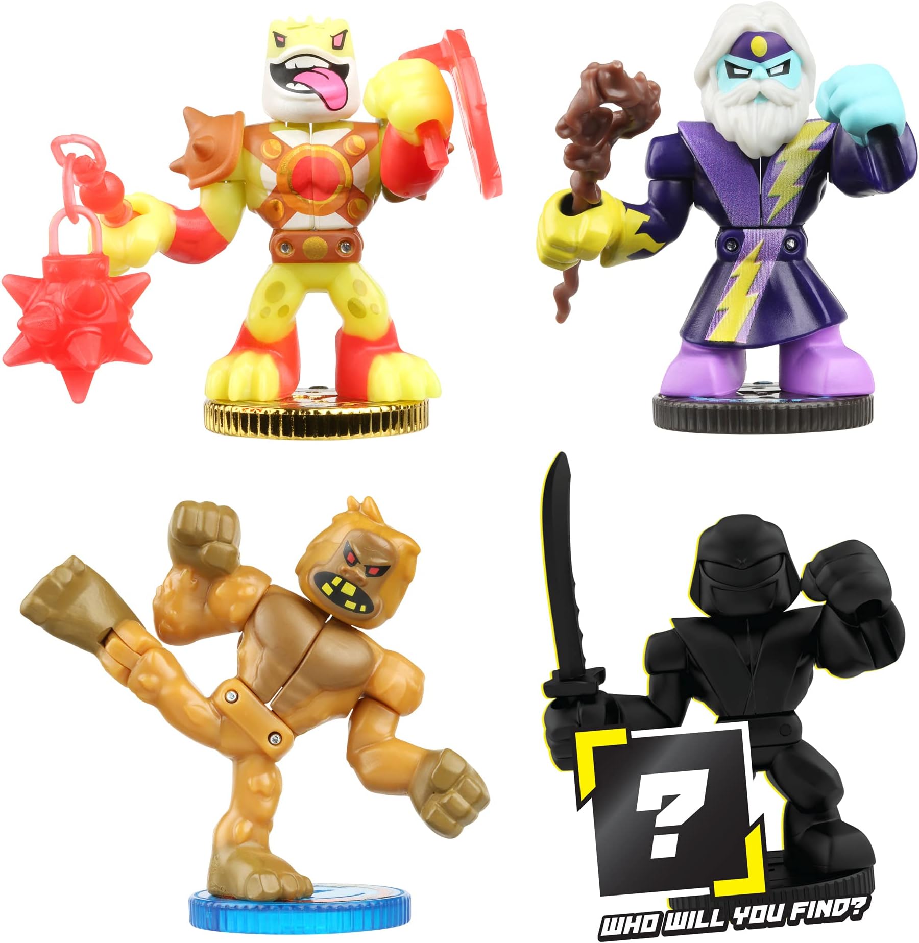 Akedo Ultimate Arcade Warriors - Collector 4 Pack - 3 : Thunderwind, Badfoot & Flyswat and one Hidden Mini Battling Action Figure!