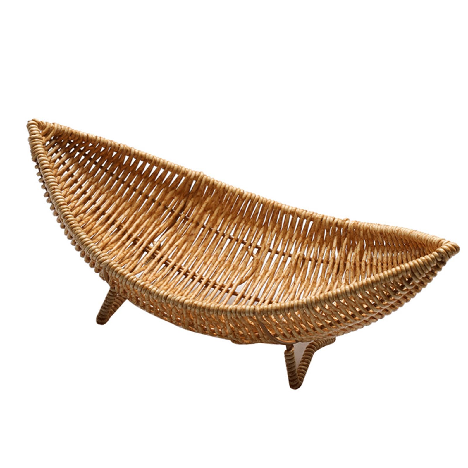 NLAIOUSL Artistic Rattan Fruit Basket in Boat Form Unique Boat Rattan Like Tray for Homes Hospitality Creative Designs Platter