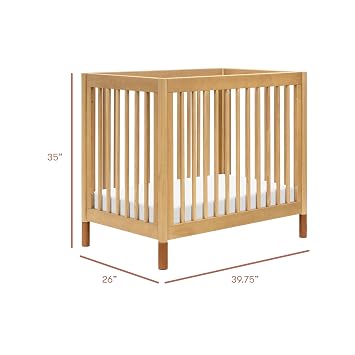 Babyletto Gelato 4-in-1 Mini Crib, Honey with Vegan Tan Leather Feet