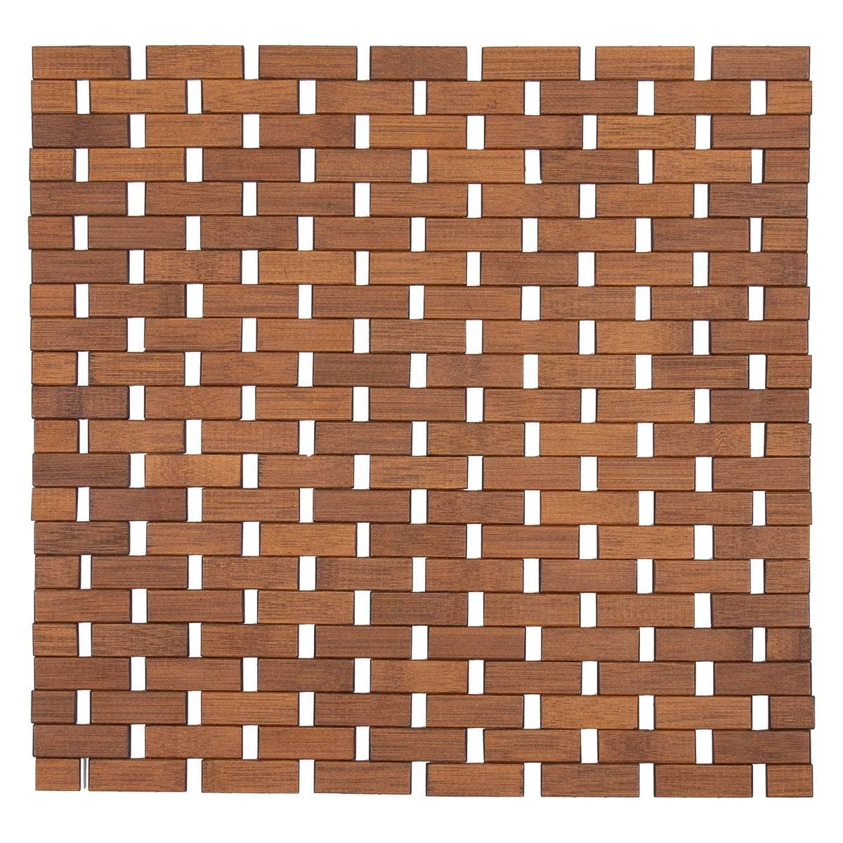 Tendance - Caillebotis Bambou Antidérapant 45x45 cm - Marron - Salle de Bain - Tapis