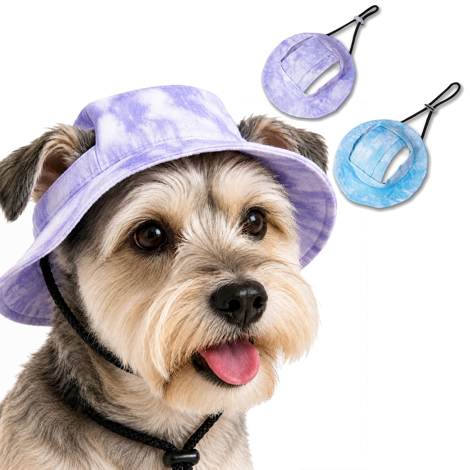 Pet Dog Sun Hat Wide Brim Adjustable Chin Strap Breathable Ear Holes
