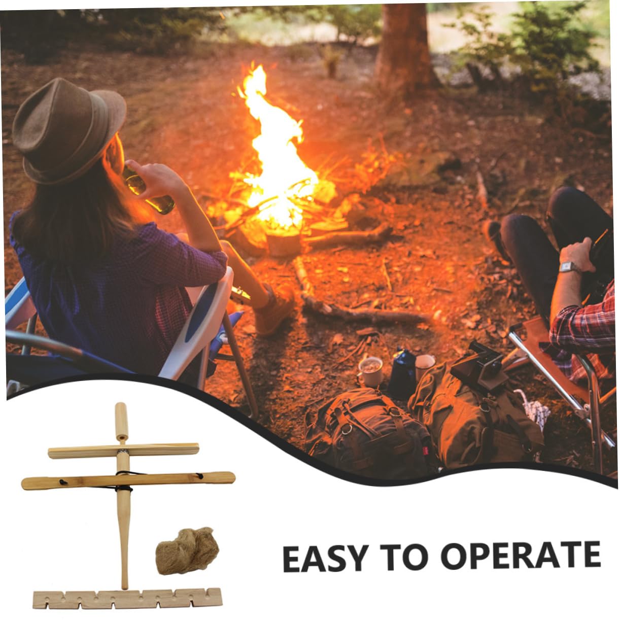VANZACK 3 Sets Tragbare Feuer Starter Camping Getriebe Bogen Bohrer Kit Taschenlampe Bohrer Outdoor Feuer Werkzeuge