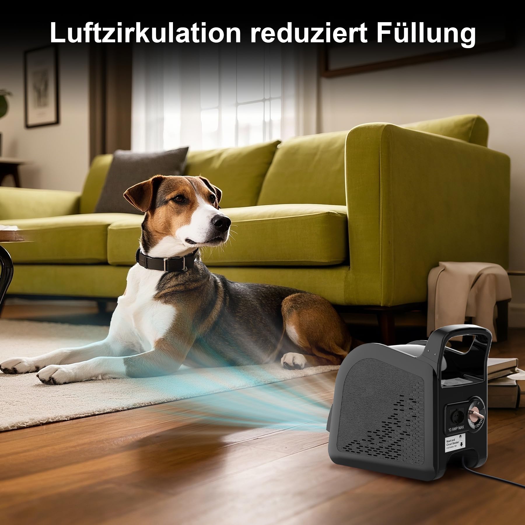 High Velocity Blower Fan - Floor Drying Fan for Cooling and Ventilating, 325 CFM Air Mover Floor Dryer Fan, Fans for Garage, Shop, 3 Geschwindigkeiten Portable Utility Fan 1 AC Outlets Black