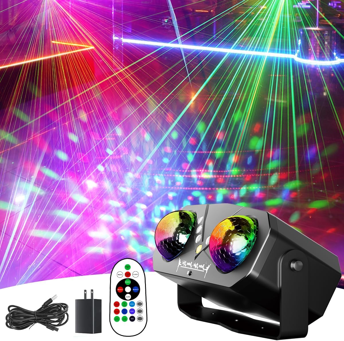 Party Disco Strobe Ocean Star Projector Dj Dance Light Sound Activated with Remote Control Stage Rave for Parties Bar Birthday Wedding KTV Christmas Halloween Dancing Décor.