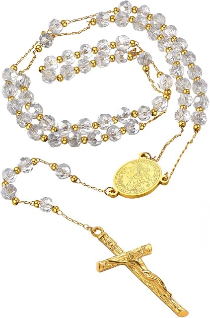 ChainsPro Can Custom Women Rosary Bead Y Necklace Catholic Gifts, First Holy Communion Jewellery for Boy (Gift Wrapped)