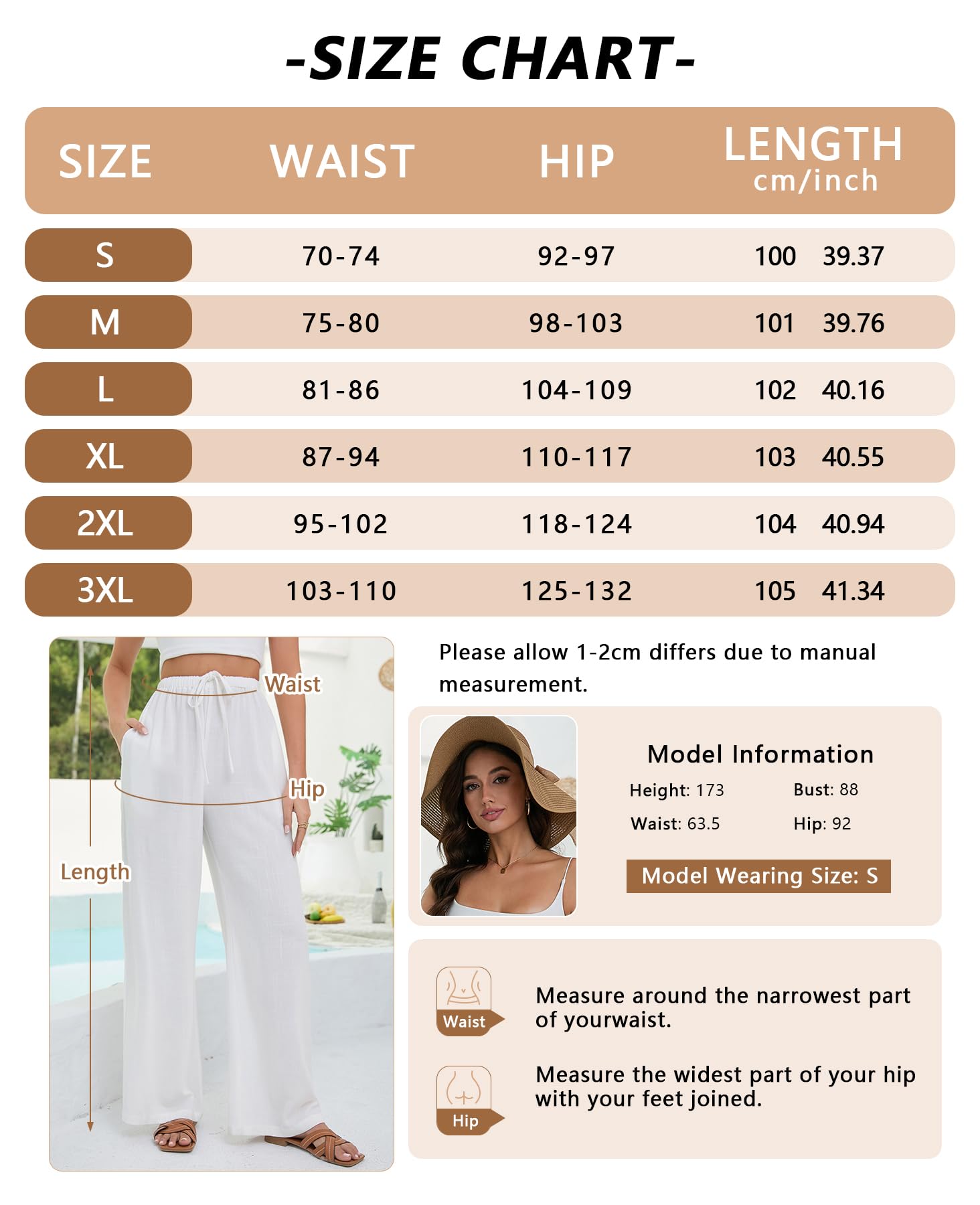 Stamian Pantalones Lino Mujer Verano Casual Anchos Playa Algodón Cintura Elástica Bolsillos