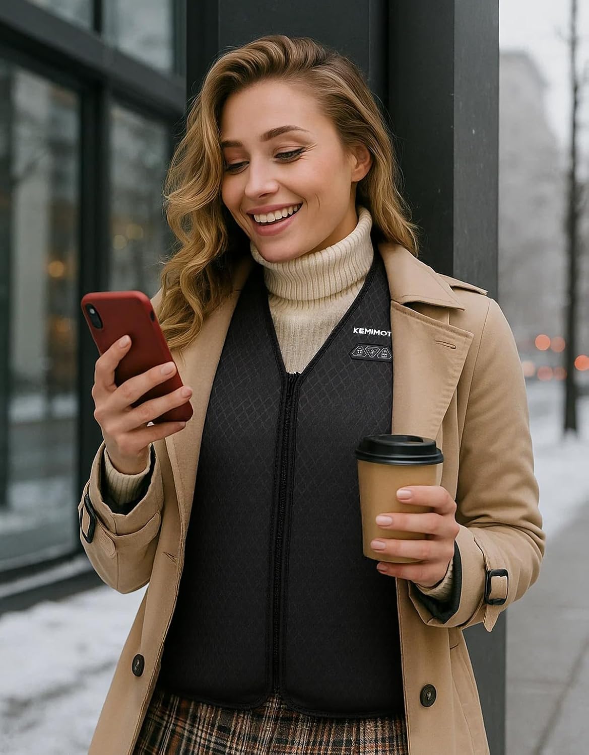 KEMIMOTO Heated Vest for Women with Battery Pack Included, V Neck with Inner Pocket Lights-out Design, Electric Warming Vest - Image 7