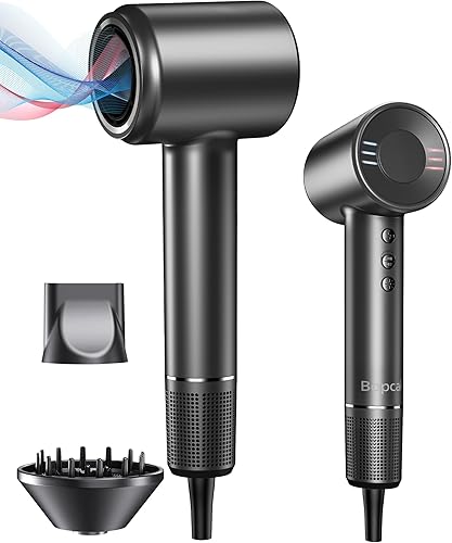 Secador de pelo Secador de pelo iónico de alta velocidad de 150,000 rpm, secado rápido, iones negativos de 1,640.4 ft que reducen el 70% del