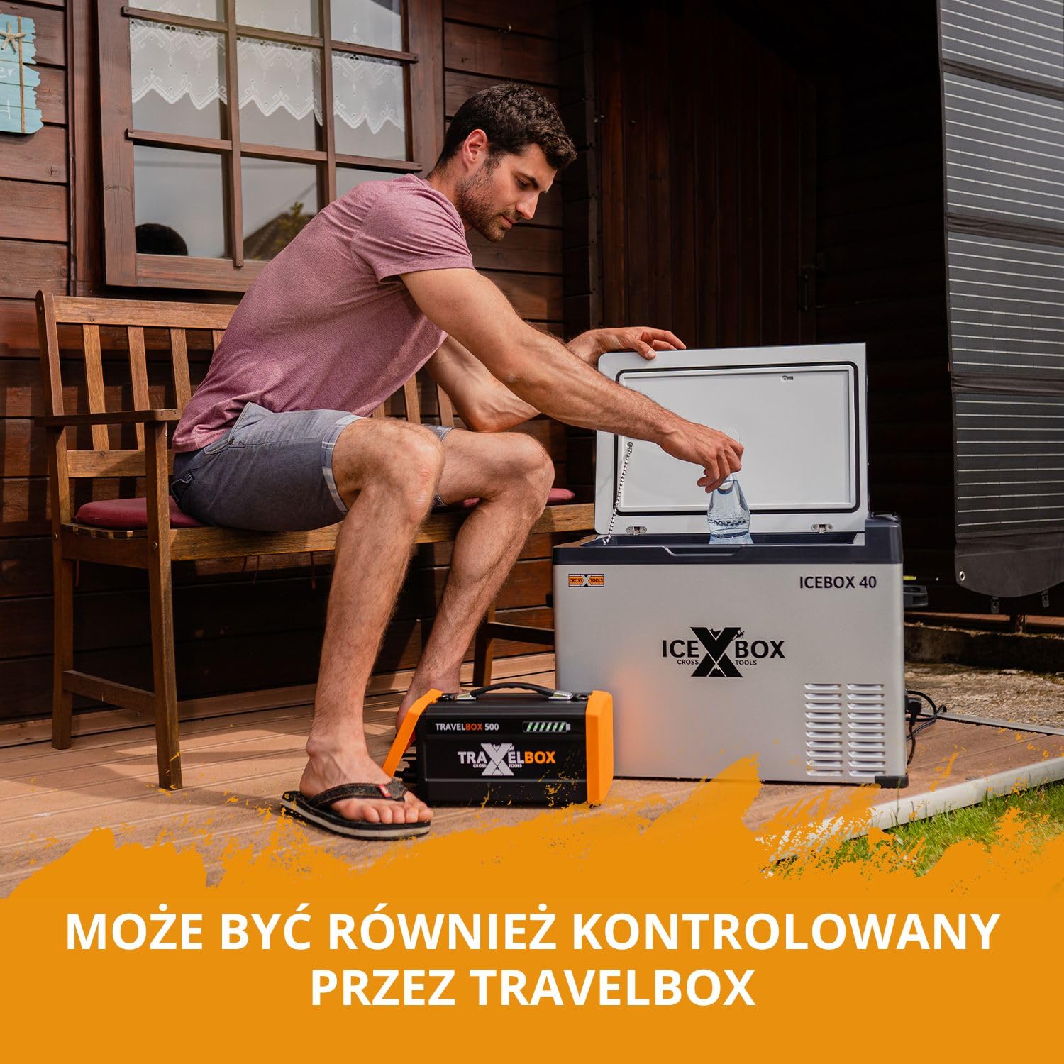 CROSS TOOLS elektryczna sprężarkowa lodówka turystyczna 37L -20°C, Camping & Auto, przenośna zamrażarka, lodówka z App, 230V/12V/24V, ICEBOX 40, 68061
