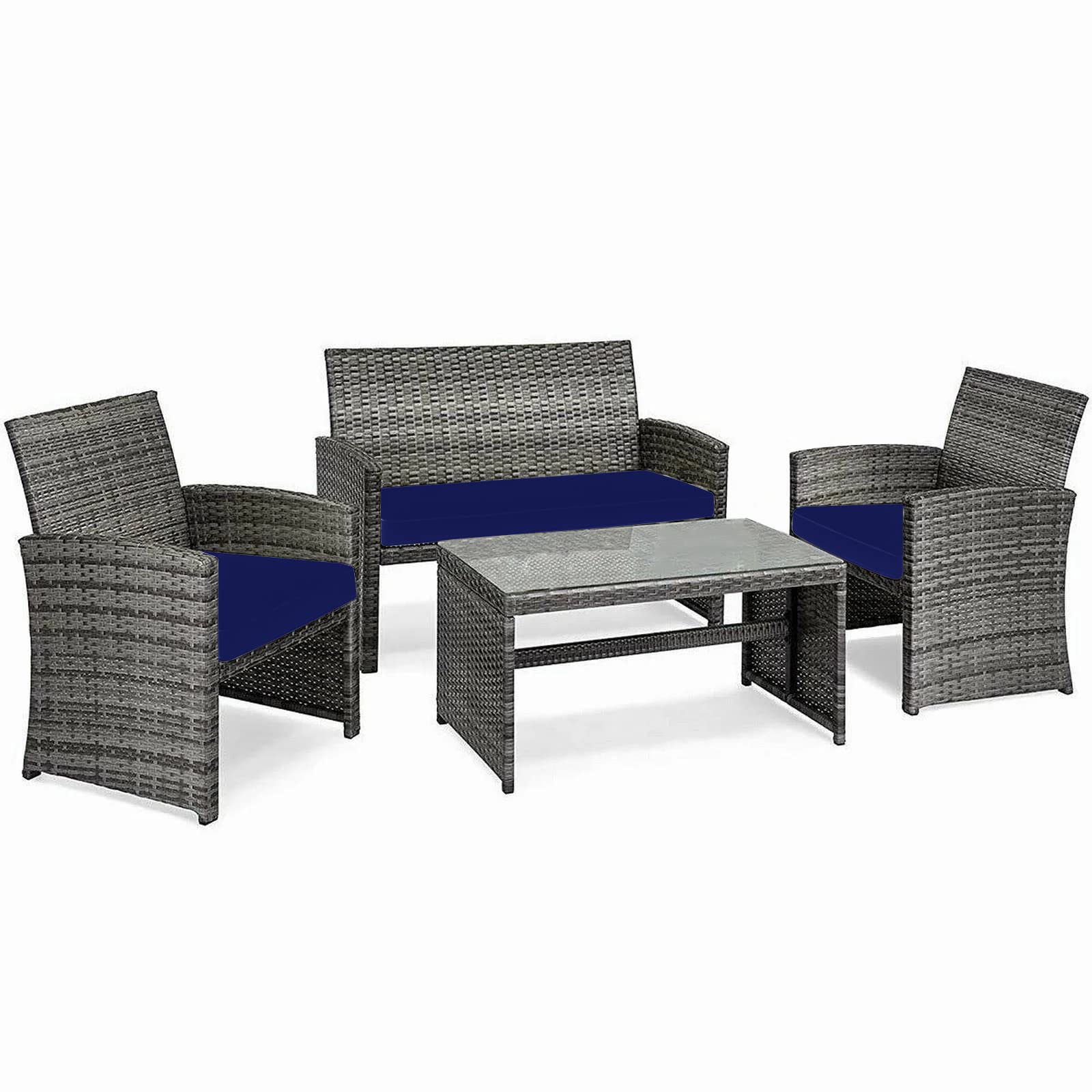 iSTYLE MODE BETTER HOME CHOICE 3 Pieces Replacement Cushions Set For Rattan Chairs Sofa Patio Garden Outdoor Furniture Water Resistant Patio Padding Lightweight and Durable (Navy)