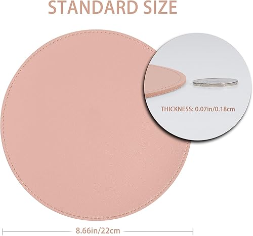 Miniatura 4 de YSAGi Paquete de 2 alfombrillas para mouse, ultra finas e impermeables, de piel de PVC, bordes cosidos, funciona para computadoras, portátiles, todo