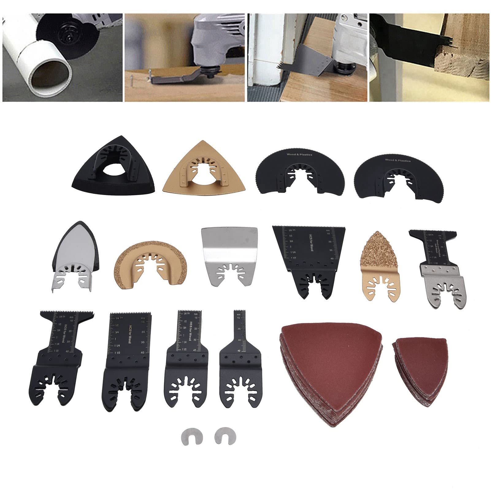 81 unids/set hojas de sierra oscilantes acero rico en carbono Kit de cuchillas multiherramienta herramienta de corte de liberación rápida para taller