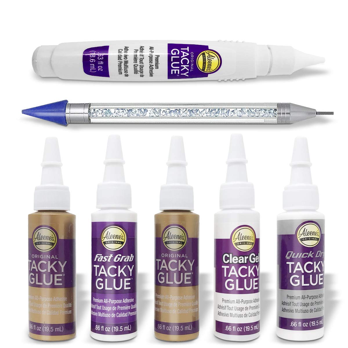 Aleenes Tacky Glue Pack, 3X Original Tacky Glue, Jewelit Embellishing