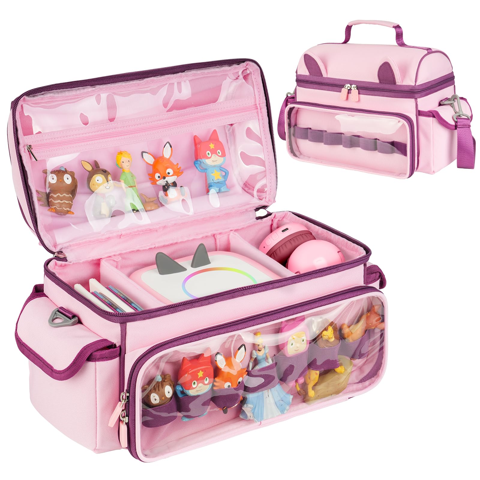 Jaffzora Carrying Case Compatible with Toniebox 2 & 1 Starter Set,Cute Storage Bag Fits for Tonies Figures Characters,Tonies Headphones & Accessories,