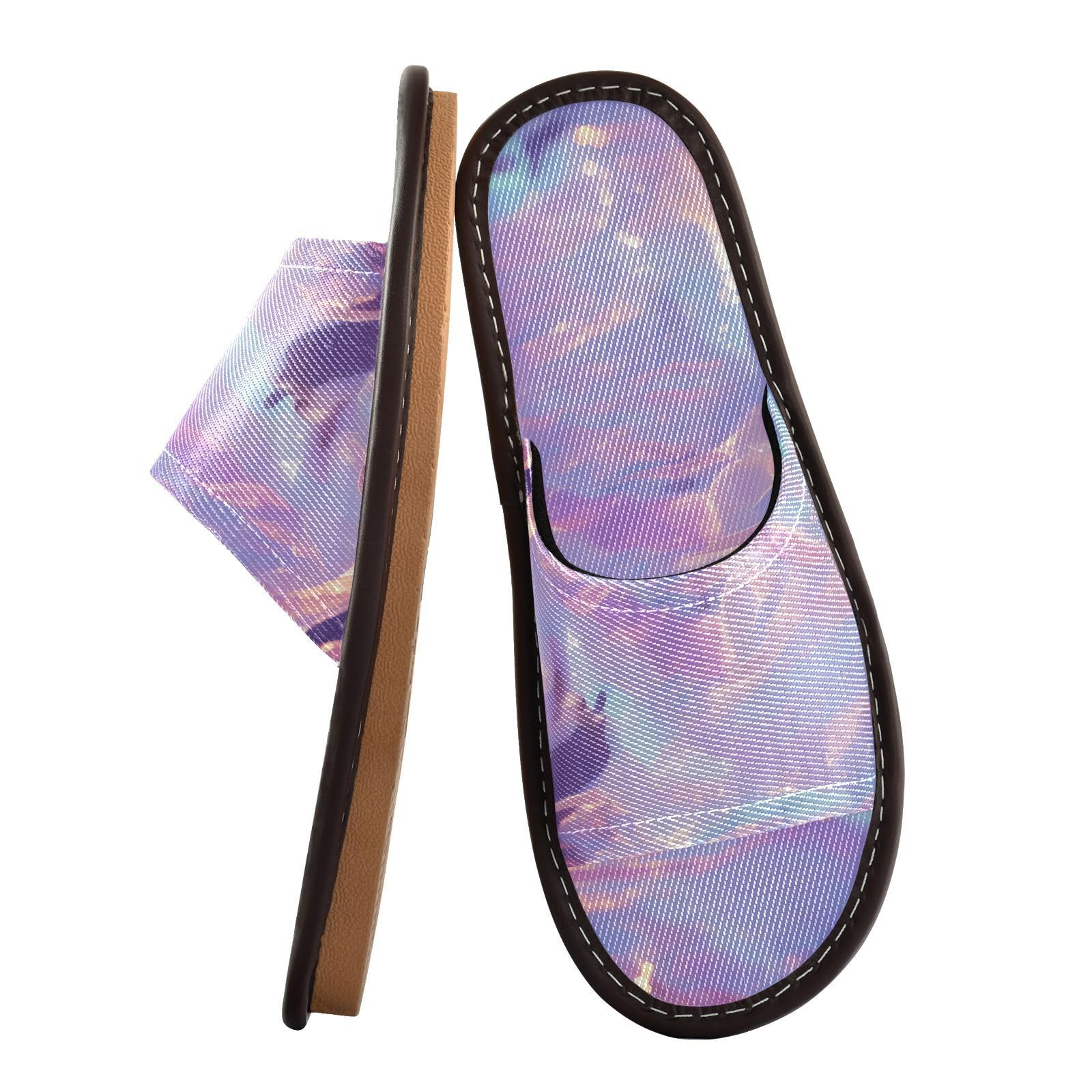 Gemstone Glitter Pink Purple Yellow Spa Slippers Indoor and Outdoor Reusable Cute Slip on Home Shoes