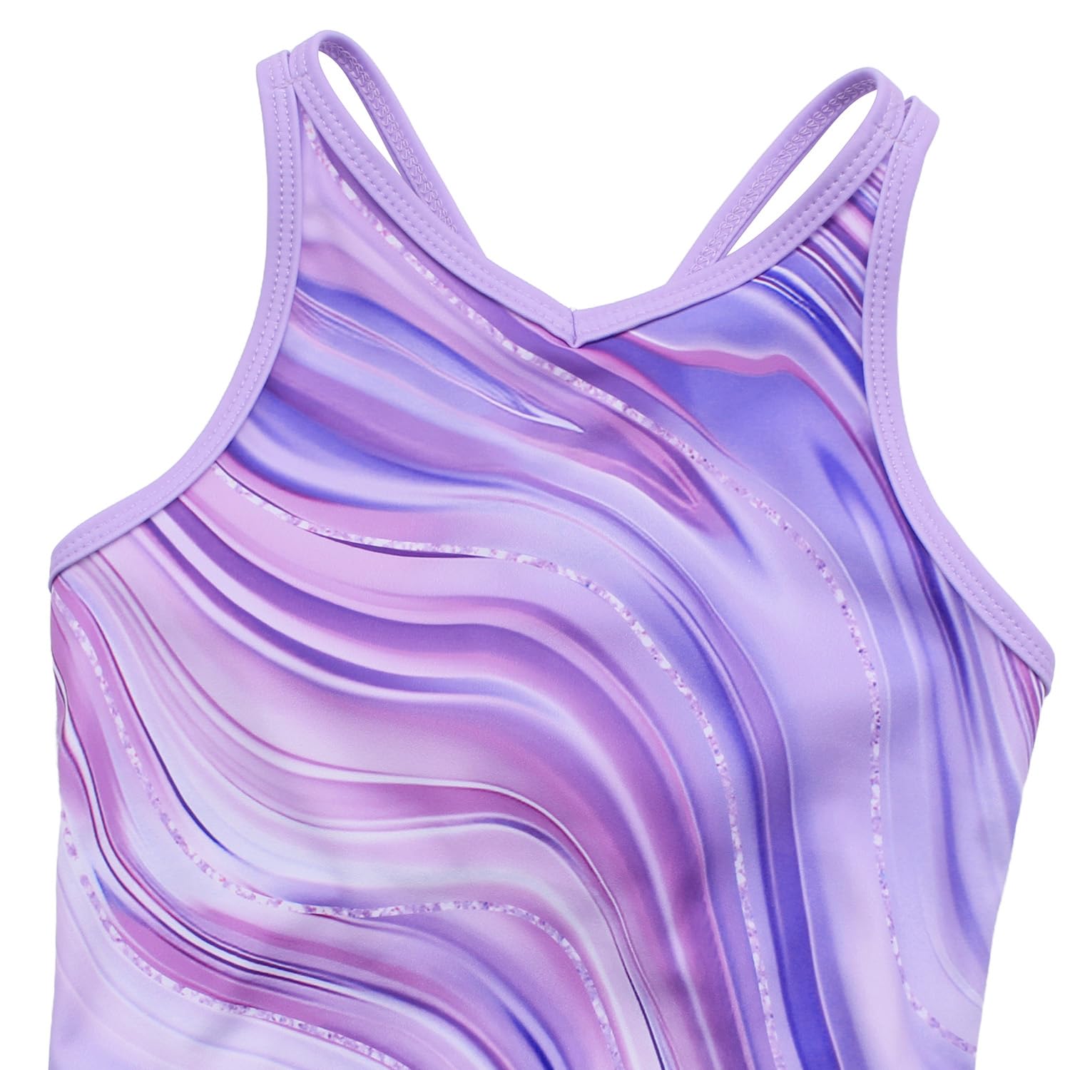 Gymnastikanzug für Mädchen mit Polyamid-Shorts, glitzernde Ballett-Tanz-Activewear