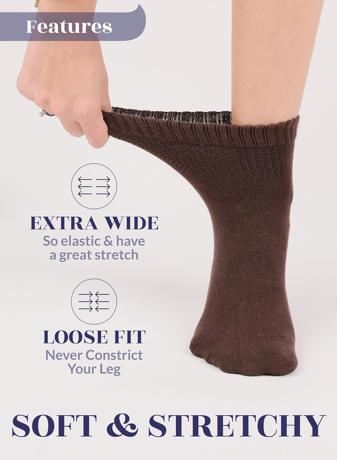 Hugh Ugoli Women's Rayon Ankle Loose Fit Diabetic Socks, Soft, Seamless Toe, Wide Stretchy, Non-Binding Top, 3-6 Pairs - Image 5