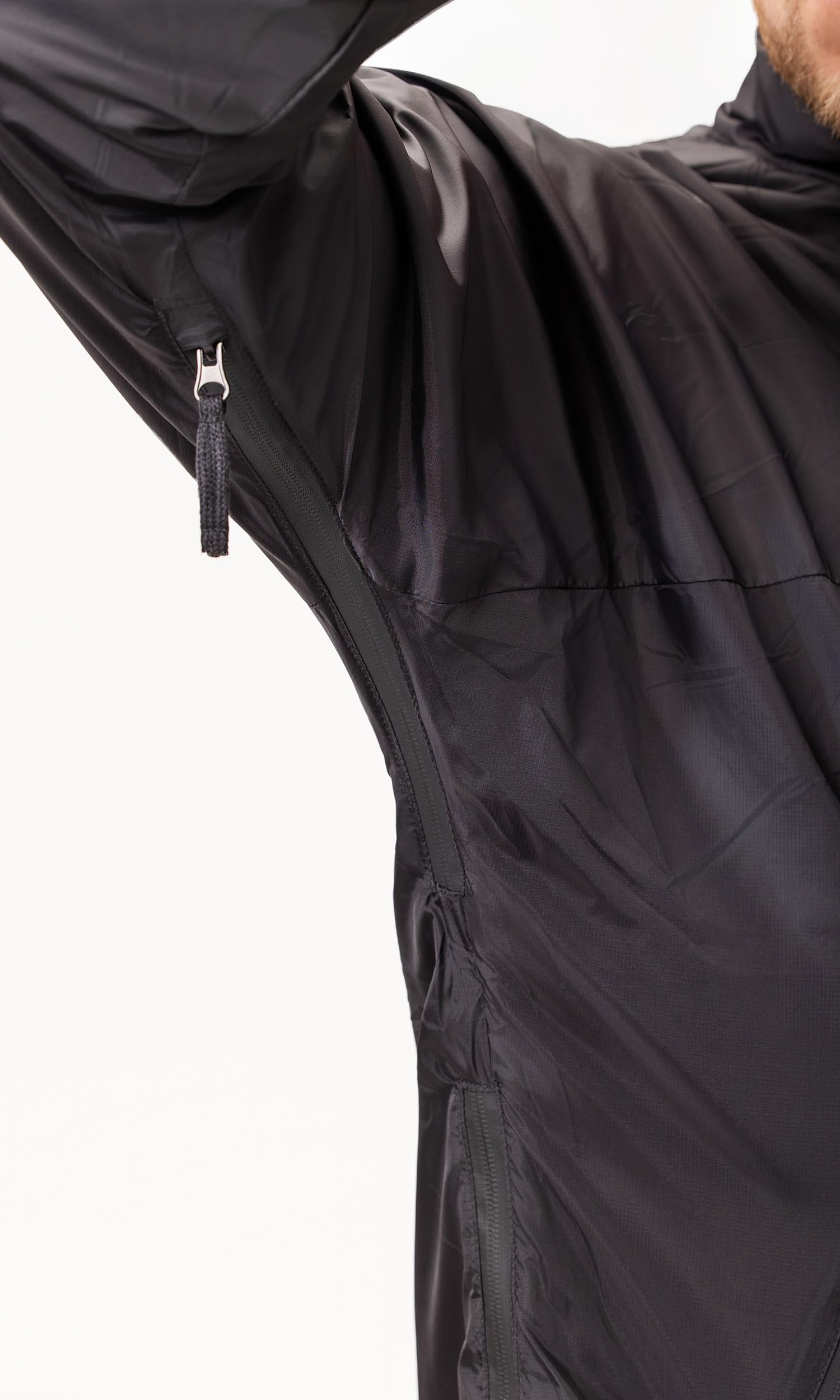 PGWEAR Windbreaker Brit – czarna męska kurtka przejściowa z zwijanym kapturem – poliester z podszewką polarową – Made in Europe