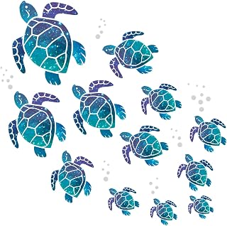 Waterproof Wall Decals Sea Turtle Tile Stickers Underwater Ocean Wall Sticker Children's Room Decor Indoor Ornaments for Home Living Room Bathroom Kindergarten Oceanarium(Malachite Green)