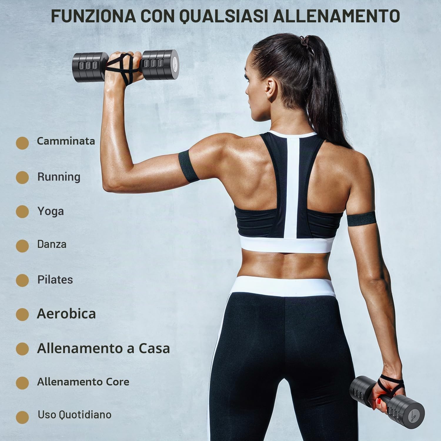Sportneer Set di manubri regolabili: set di manubri da donna da 1 a 2,5 kg, 4 in 1, set di 2 manubri regolabili per palestra a casa, fitness, allenamento della forza, regalo