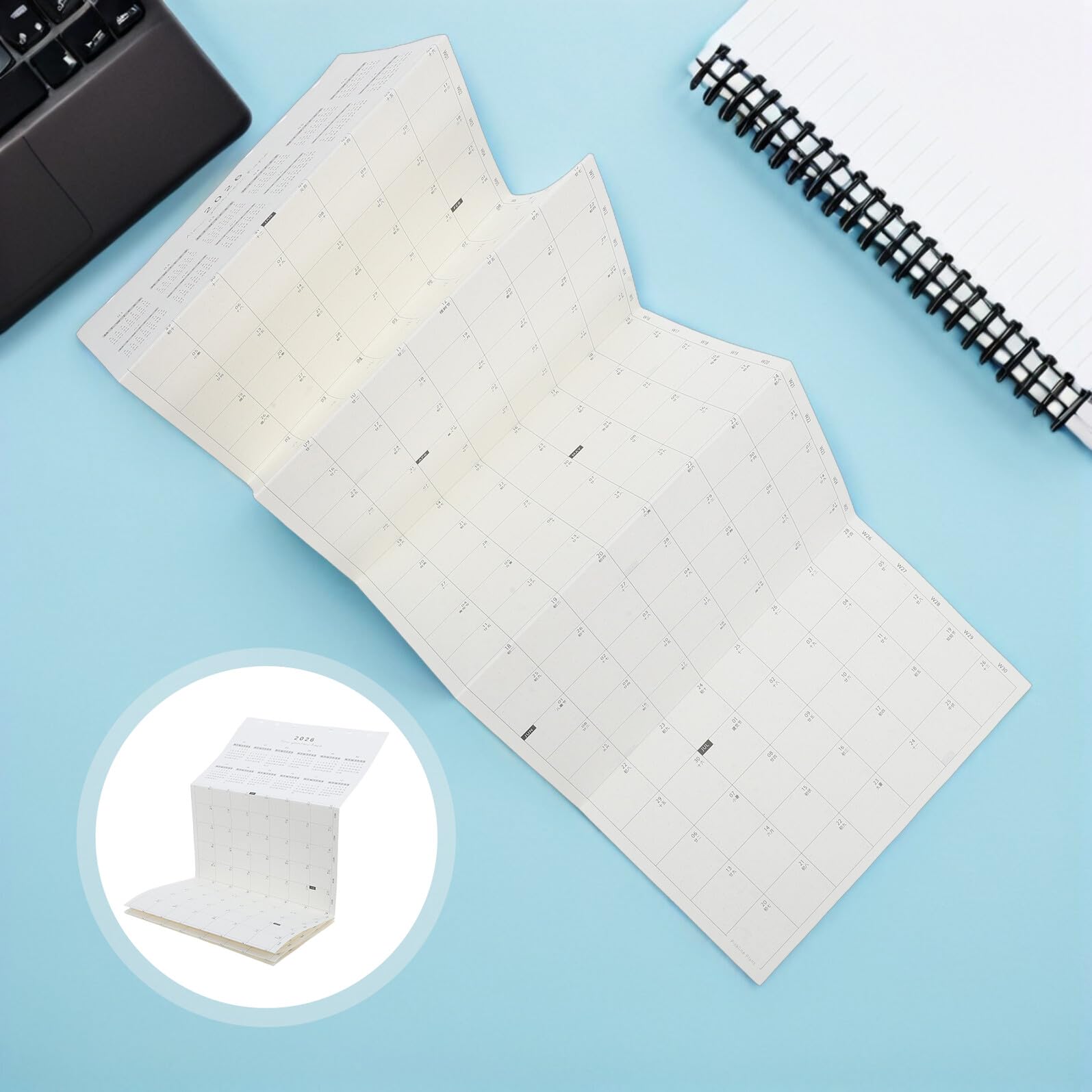 Recambios de Agenda Diaria A6 2026, Inserciones de Calendario Anual Plegables de 7 Pliegues, Papel para Planificador con 6 Agujeros, Pack 4 Hojas para Organización y