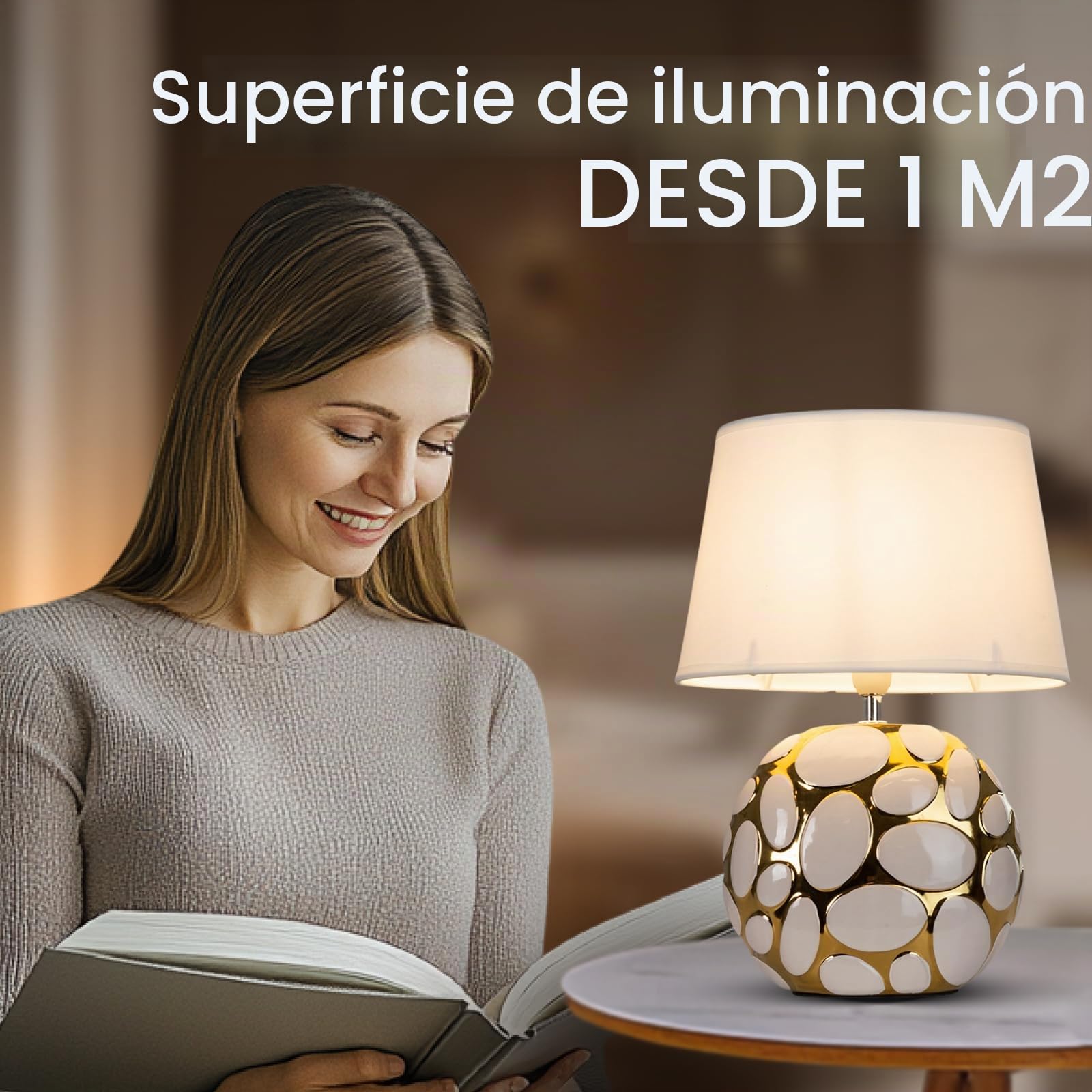 Arte Lamp Poppy Lámpara de mesa LED moderna con pantalla y cable – Iluminación de escritorio elegante para salón y dormitorio, regulable y de bajo consumo