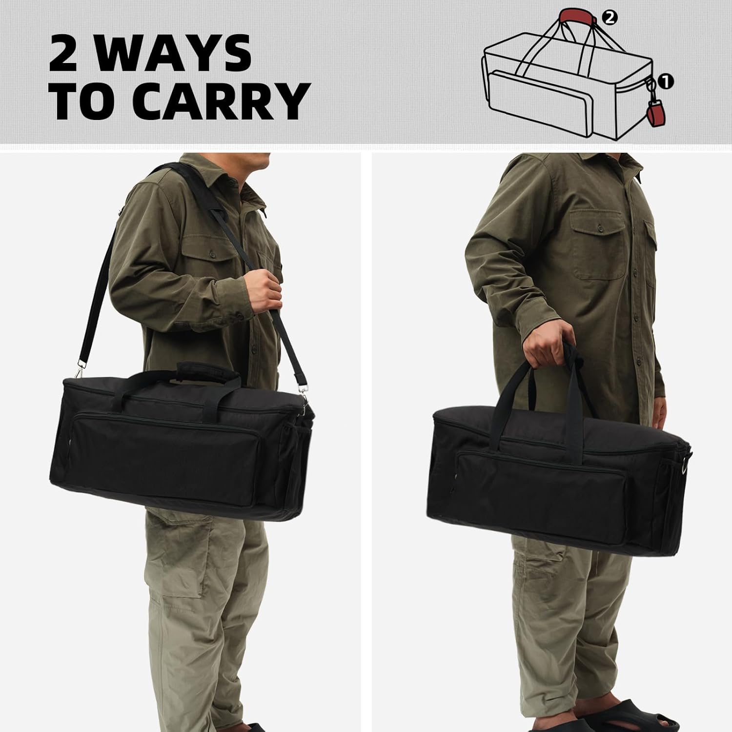 Carry Bag for Weber Go-Anywhere Gas & Charcoal Grill, Compatible with Models 1141001 121020, Padded Carrying Case for Weber Portable Grill, with Pockets for Camping Accessories (Bag Only)