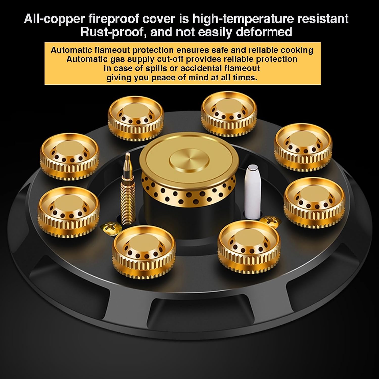 Portable Gas Stove,5.2kW High-Efficiency Cooktop with Regulator and Hose,9-cavity High-heat Frying Pan,Explosion-proof Tempered Glass Panel,for Camping Home(NG)