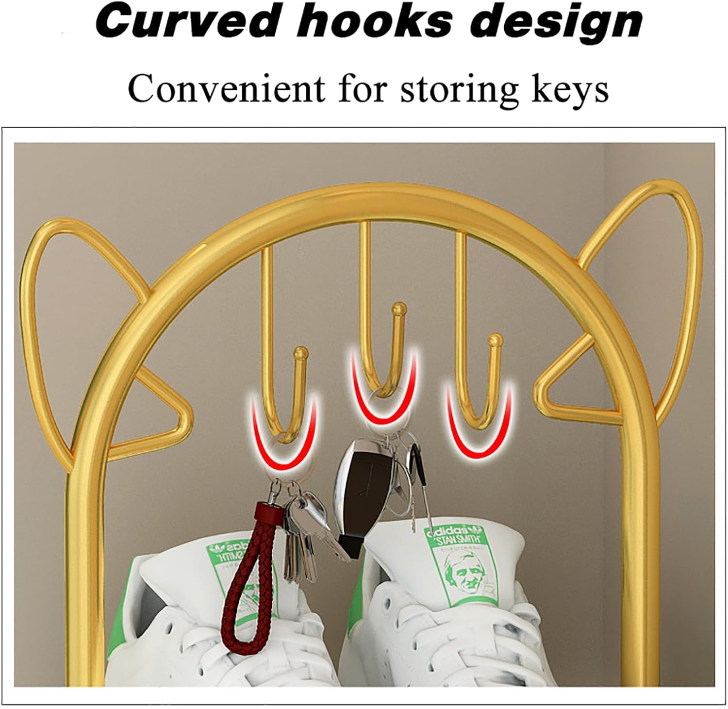 Schmales Schuhregal, hohes Schuhregal, vertikaler Schuh-Organizer für Flur, Outdoor, freistehender Schuhständer aus Metall, Katzenohrenform, schlankes Schuhregal