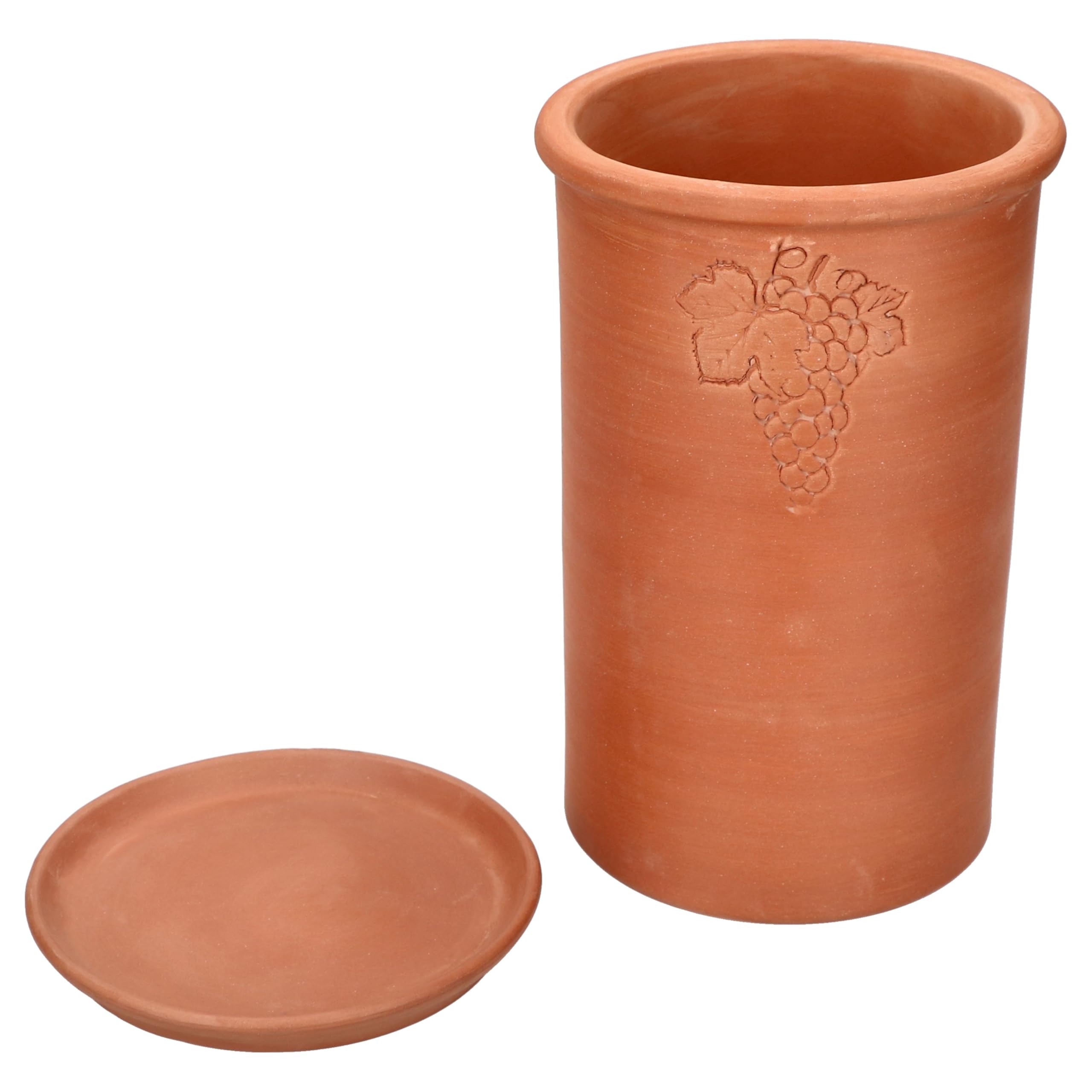 MamboCat 2er Set Terrakotta Weinkühler mit Untersetzern I Ø 11,5 cm, H 18,8 cm I unglasierte Flaschenkühler für Wein, Sekt & Wasser I Getränkekühler, kühlt stundenlang