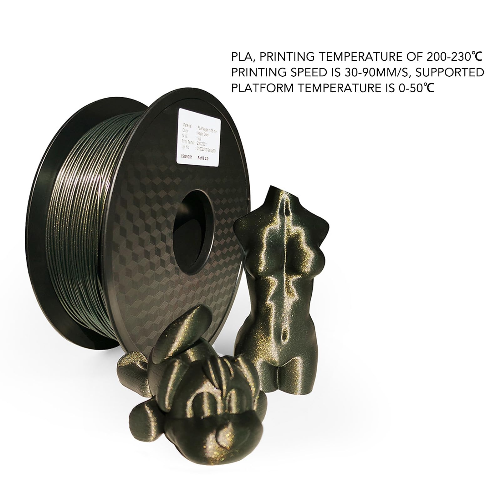 Materiał eksploatacyjny do druku 3D, 1,75 mm, filament PLA, złoty kolor, materiał eksploatacyjny do drukarki 3D, filament 200-230 ℃
