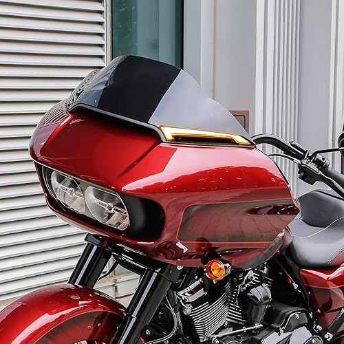Miniatura 3 de HDBUBALUS Luces LED para parabrisas de motocicleta, luces de giro para luces decorativas para Harley Road Glide FLTRX 2015 en adelante, color negro