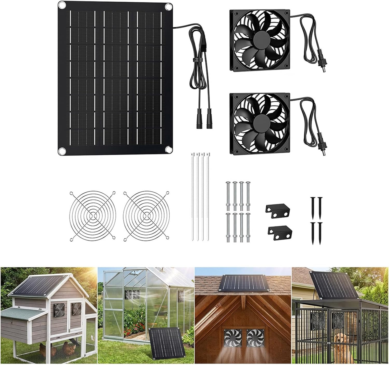 Easy Install Solar Operated Double Fan Ventilation Attics Camping Areas Shed Air Circulation