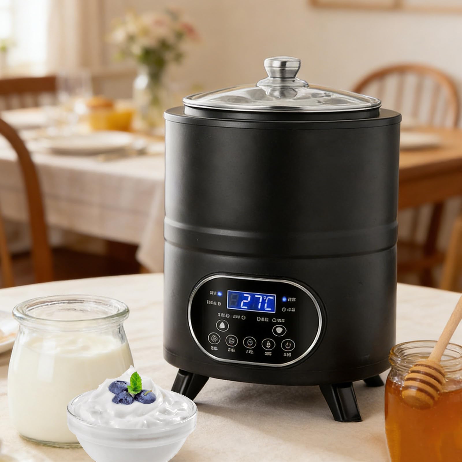 Elektryczna maszyna do produkcji jogurtu –domowemu jogurty bogate w probiotyki – domowy inkubator do jogurtu, fermentacja w stałej temperaturze 360°C Black-12L