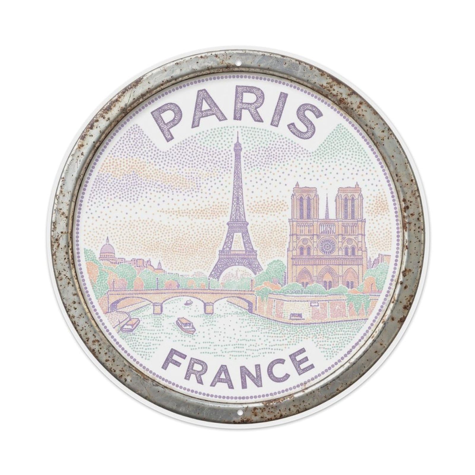 Vintage Travel Paris Skyline France Metal Tin Sign