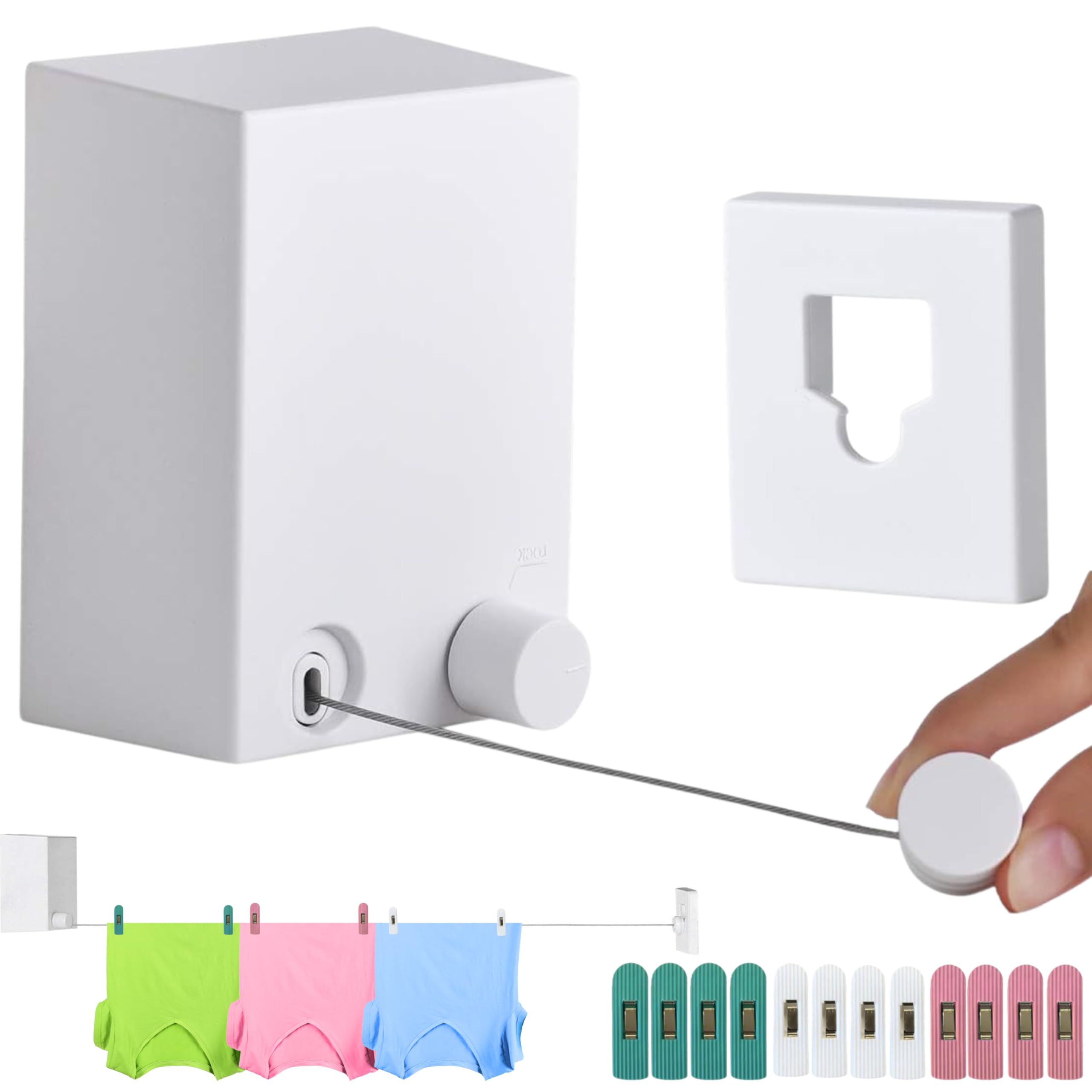 Japanese Retractable clothesline indoor washing lines travel clothes line string outdoor wall mounted rope heavy duty Stainless Steel rope for hanging cloth dryer with cloth clips