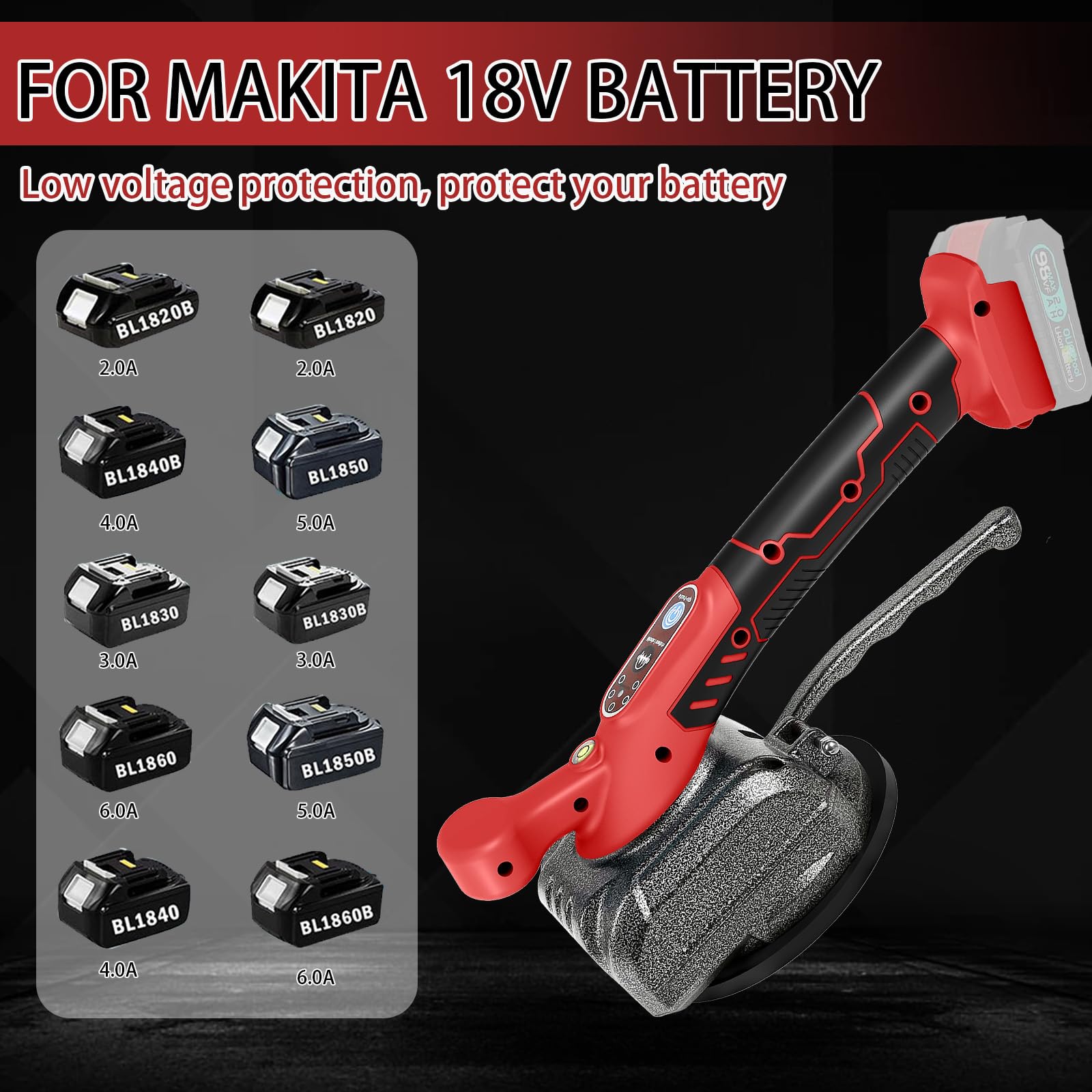 Maquina Vibratoria para Azulejos, Vibrador Baldosas Compatible con Makita 18V, Niveladores Azulejo con 5 Velocidades, Ventosa de 4,7 Pulgadas y Adsorción de 80 kg para Baldosas (Sin Batería)