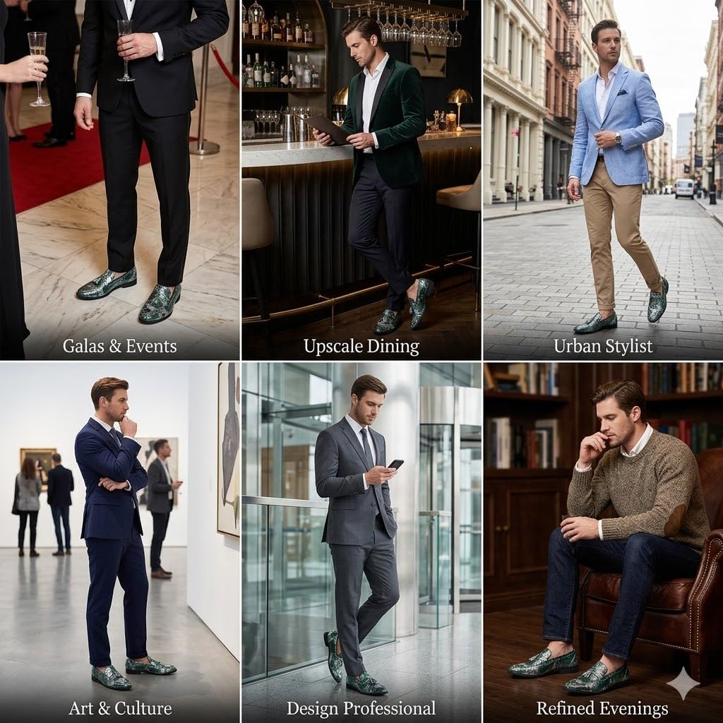 Mocasines de Hombre con Borlas Estampado de Serpiente Zapatos de Vestir Piel Sintética Deslizables Elegantes Boda Negocios Casual