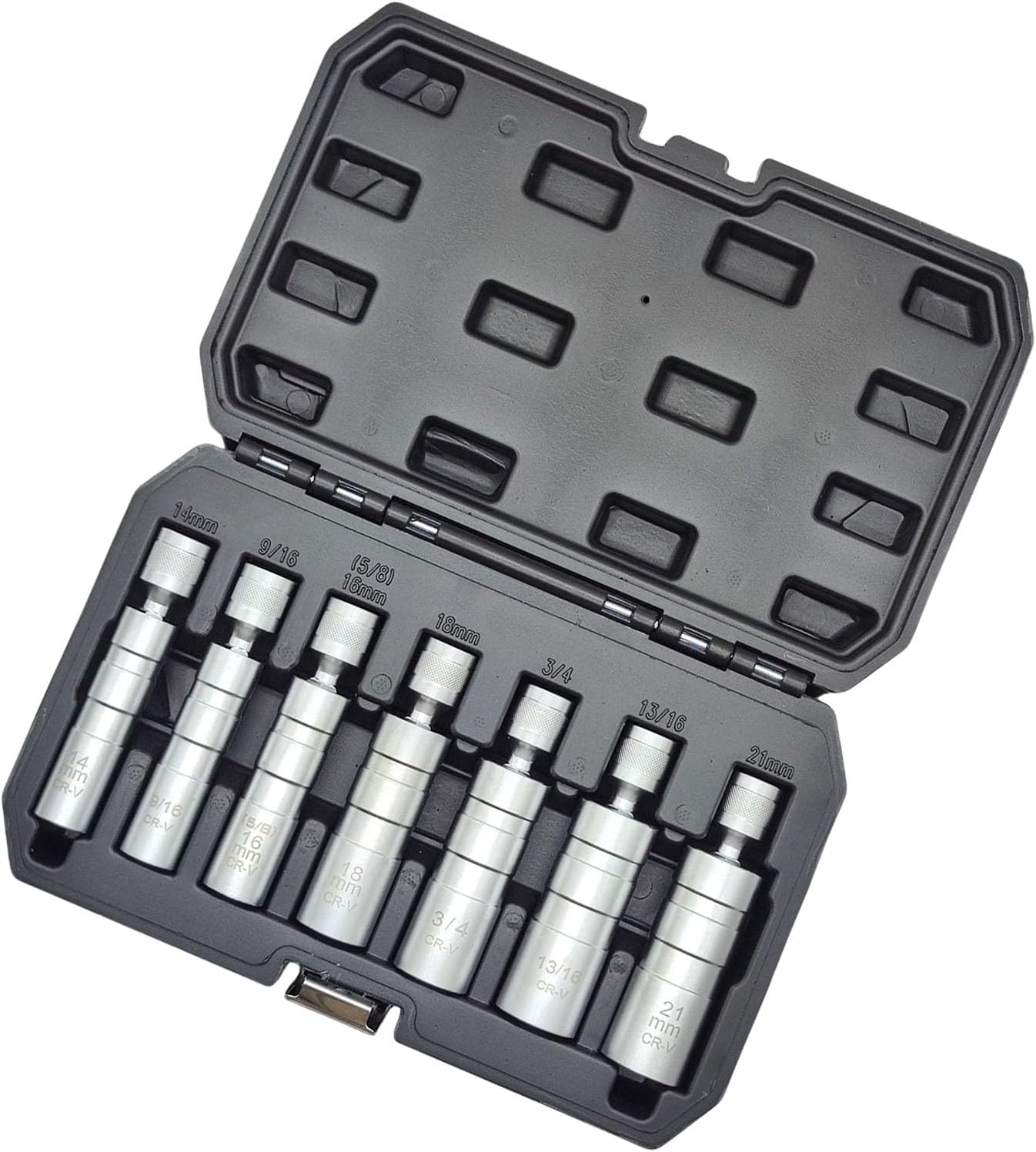 14mm 16mm 18mm 21mm Thin Wall Sparks Plug Socket Universally Joint 3/8Inch Drive for Hard to Reach Areas Sparks Plug Removal Tool