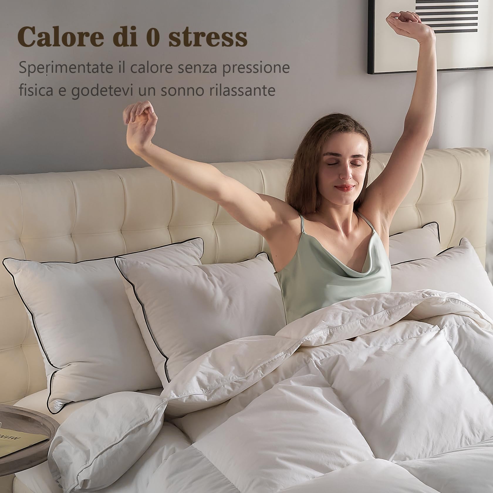 BPC Piuma d'oca e Piumino Matrimoniale 100% Cotone Organico, Caldo Naturale 4 Stagioni, Piumone per Letto Matrimoniali, Piumini Hotel Primaverile, Trapunta con Piume Doca, Down Duvet 240x260 cm