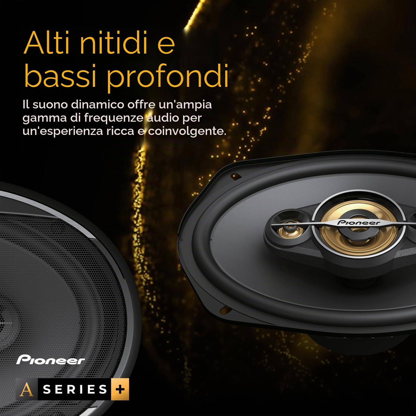Pioneer TS-A1601C Set di altoparlante componente a 2 vie da 16,5 cm con 2 altoparlanti (350 W max. ciascuno, 80 W sine), profondità di installazione 48 mm, taglio di installazione 144 mm, con griglia