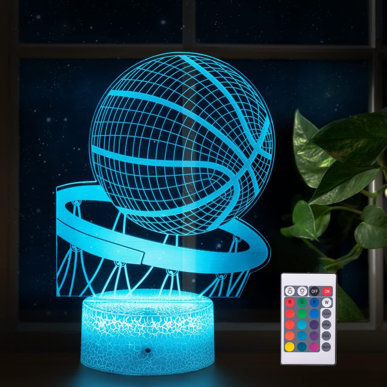 Basketball Night Light,3D Illusion LED Lamp 16 Colors Dimmable with Remote Control Smart Touch, Best Christmas Birthday Gift for 3,4,5,6,7,8 Year Old Boy Girl Kids, Basketball fans