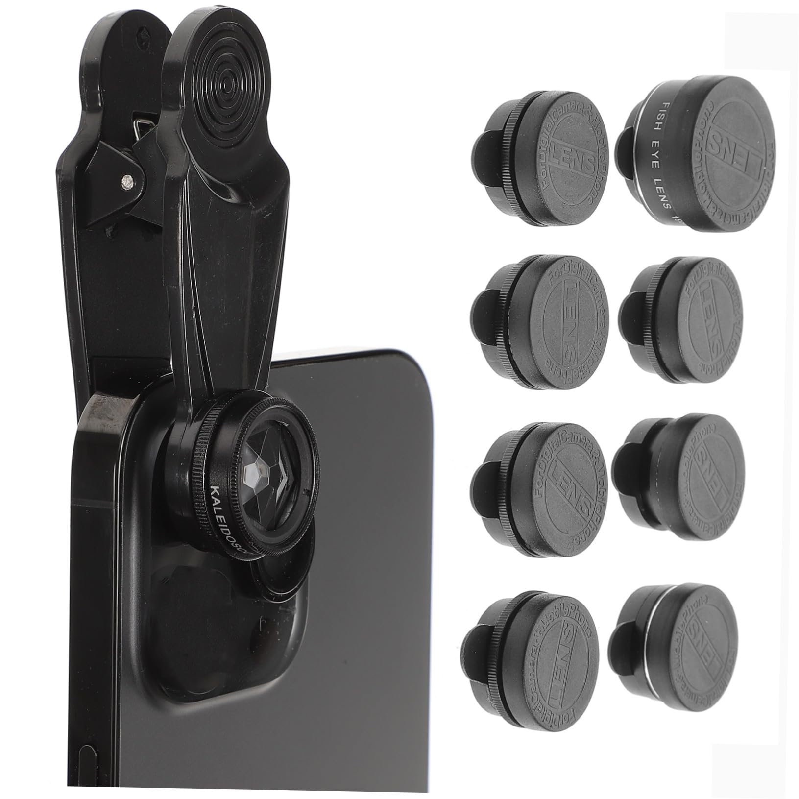 Mikikit Kit de Lentes para Teléfono Móvil con Zoom Gran Macro y Ojo de Pez Polarizador Cpl Kaleidoscopio Compatible con Smartphones Fácil Instalación