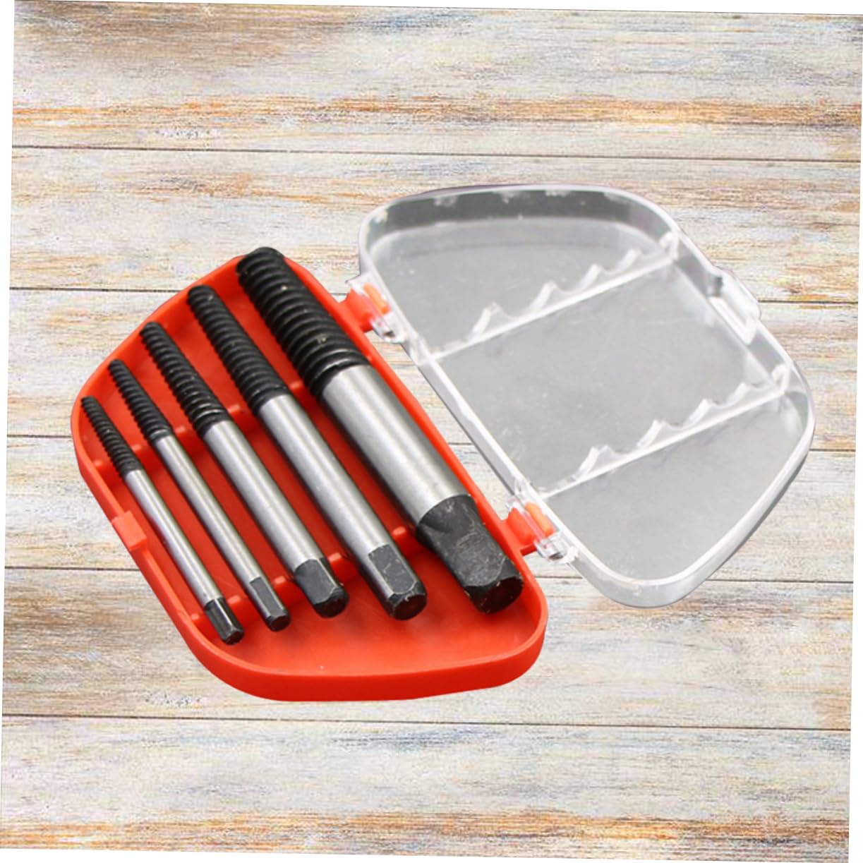 FOYTOKI Screw Extractor 5pcs Strip Screw Removal Kit Simple Tool Metal Screw Remover Home Plastic Box Package