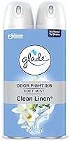 Glade Clean Linen Air Freshener Spray, Soft Mist Odor Fighter, Long-Lasting Freshness, 8oz 2-Pack