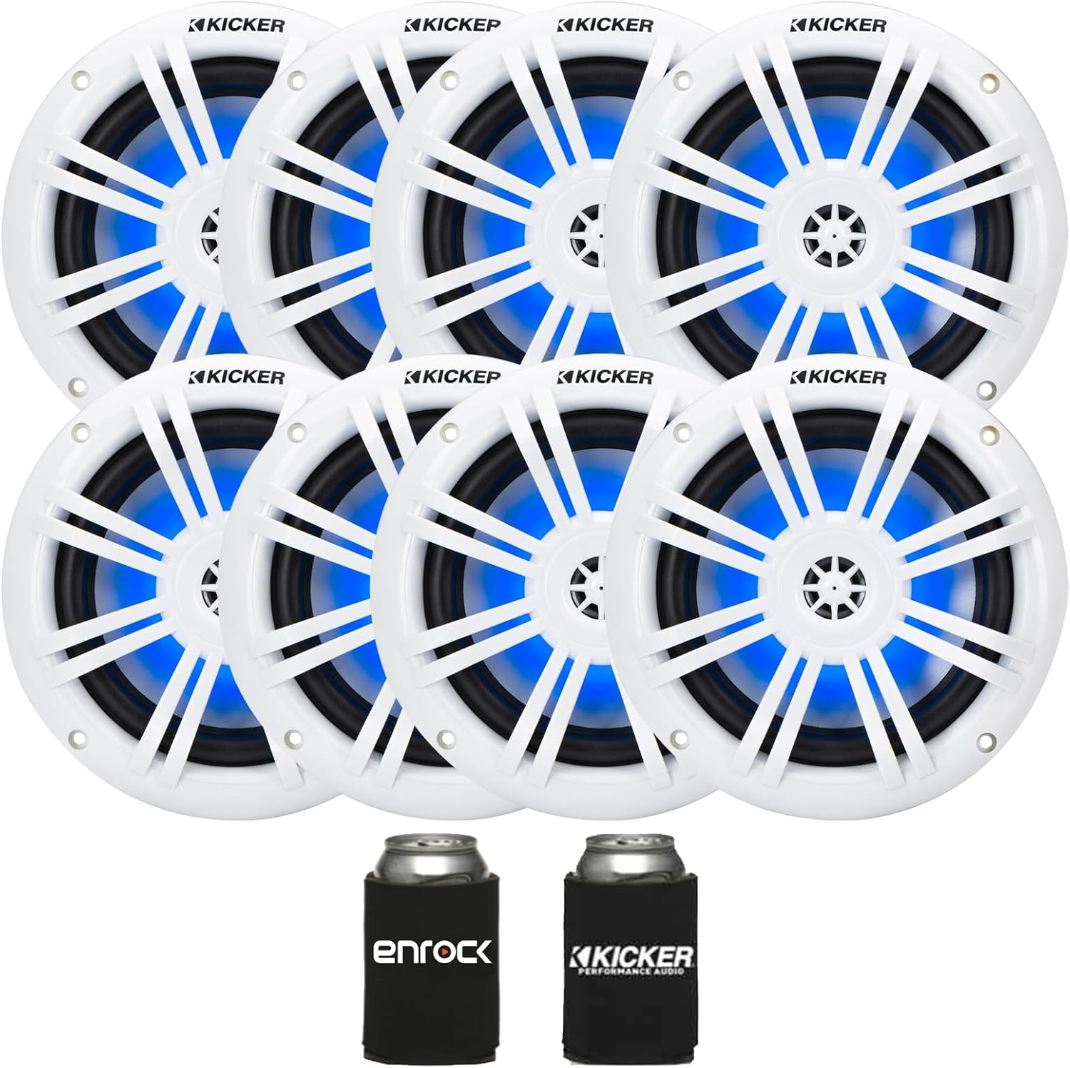 KICKER 51KM604WL KM 6.5" 150 Watts Max Power 4 ohms RGB LED Marine Coaxial Speakers (3 Pairs)