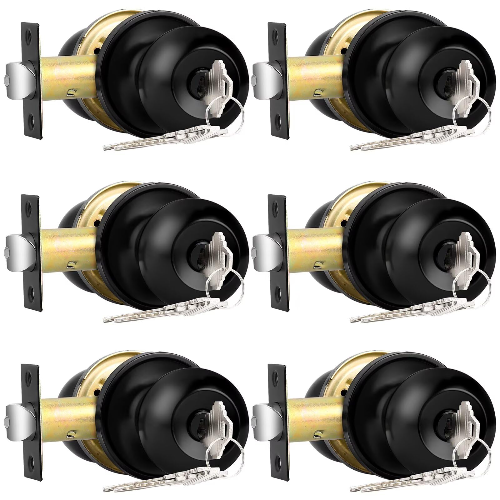 Brushed Nickel Keyed Alike Door Knobs - 10 Pack -18