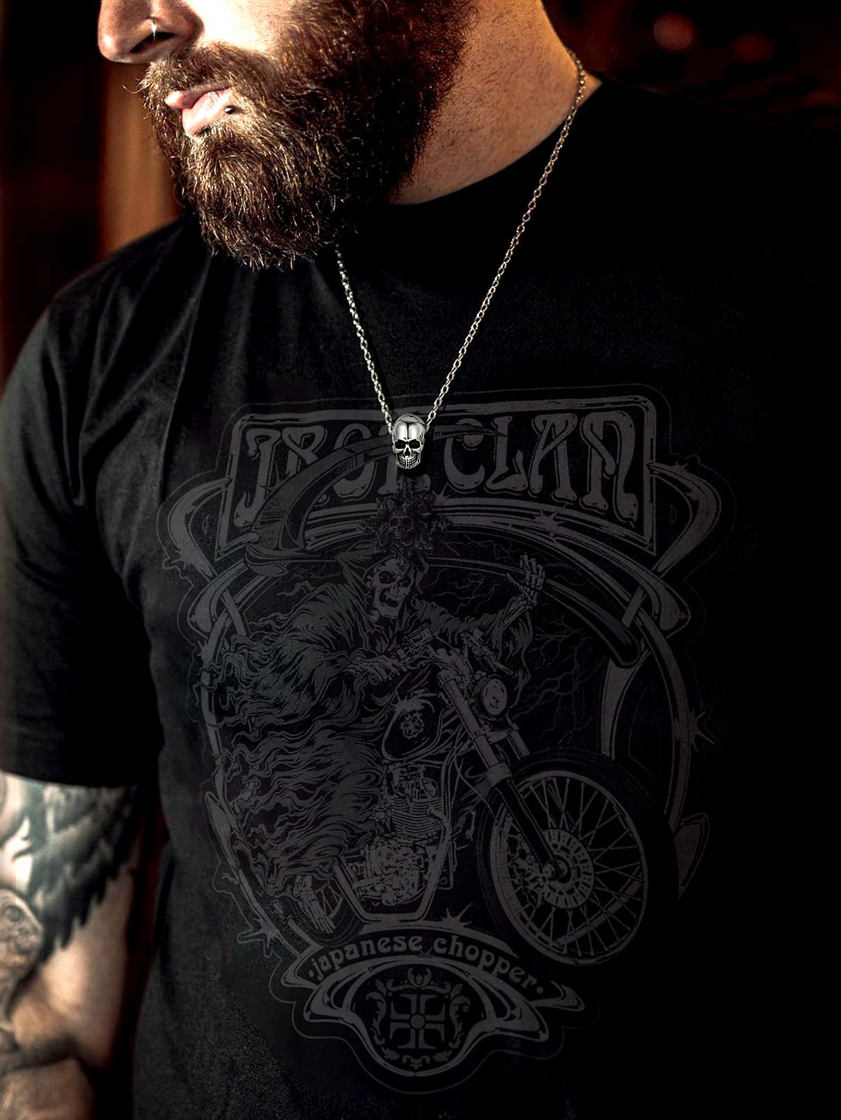 FaithHeart Collar Calavera Hombre Acero Inoxidable 316L Colgante Cráneo Esqueléto Collar Punk Halloween Colgante Gótico Joyería Cool Hombre