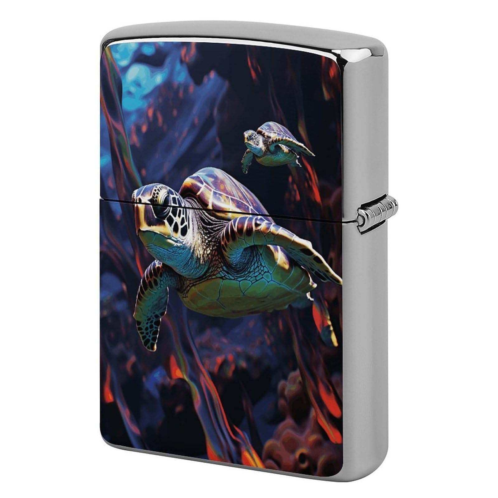 Btcowzrv Style A Colorful Tropical Sea Turtle Metal Lighter Case Sleeve Cover Holder