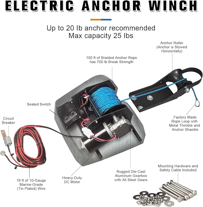 Cabrestante Eléctrico con Control Remoto 12V 25 LBS 100ft miniatura 7